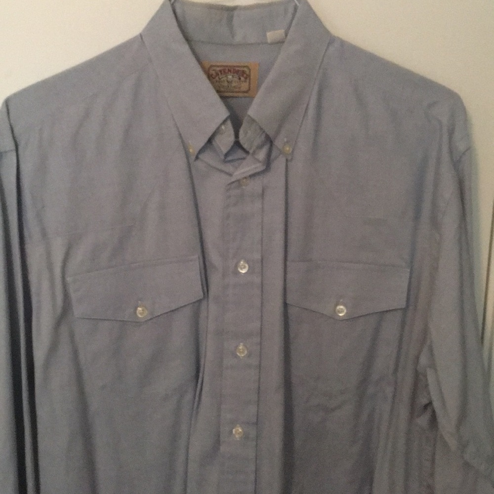 Cavenders Blue Western Chambray Shirt Size 16/34